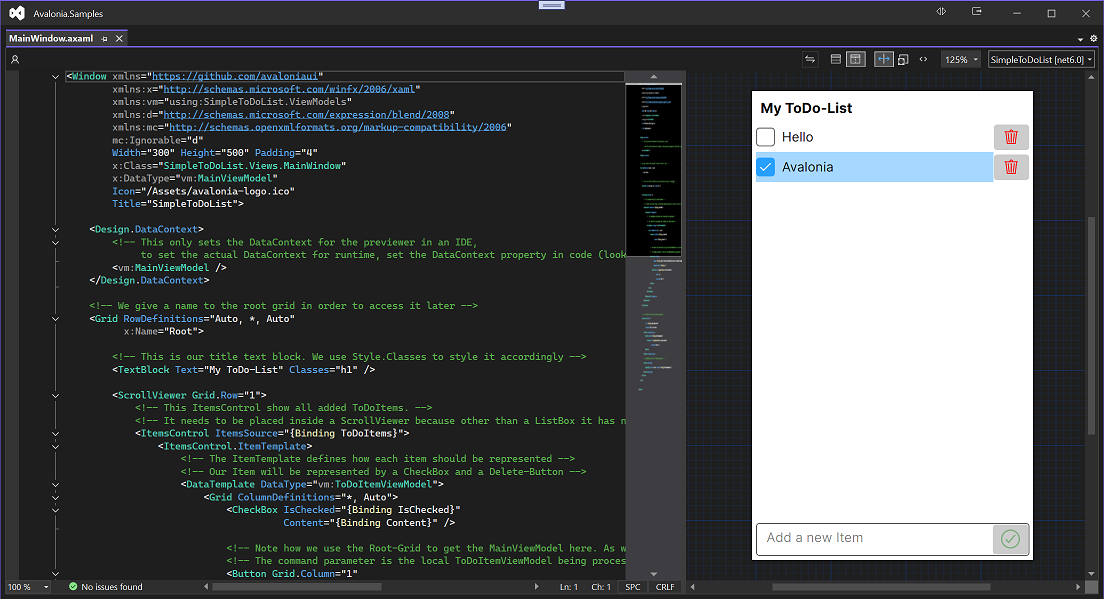 A sample app as seen in the previewer