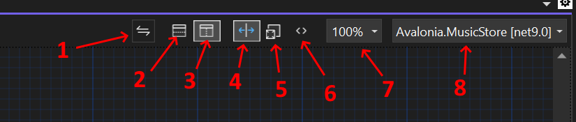 Close up of the previewer menu