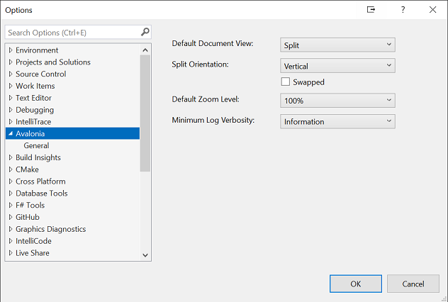 Options dialog